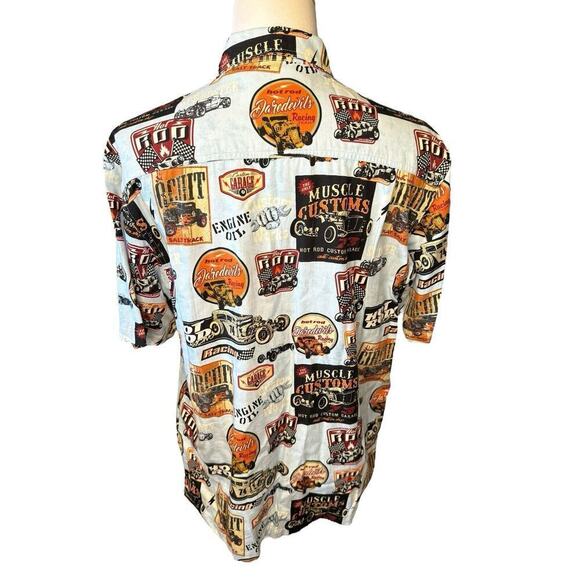 Clearwater Outfitters Mens Large Blue Hot Rod Button Down Shirt Drag Racing - Picture 4 of 6